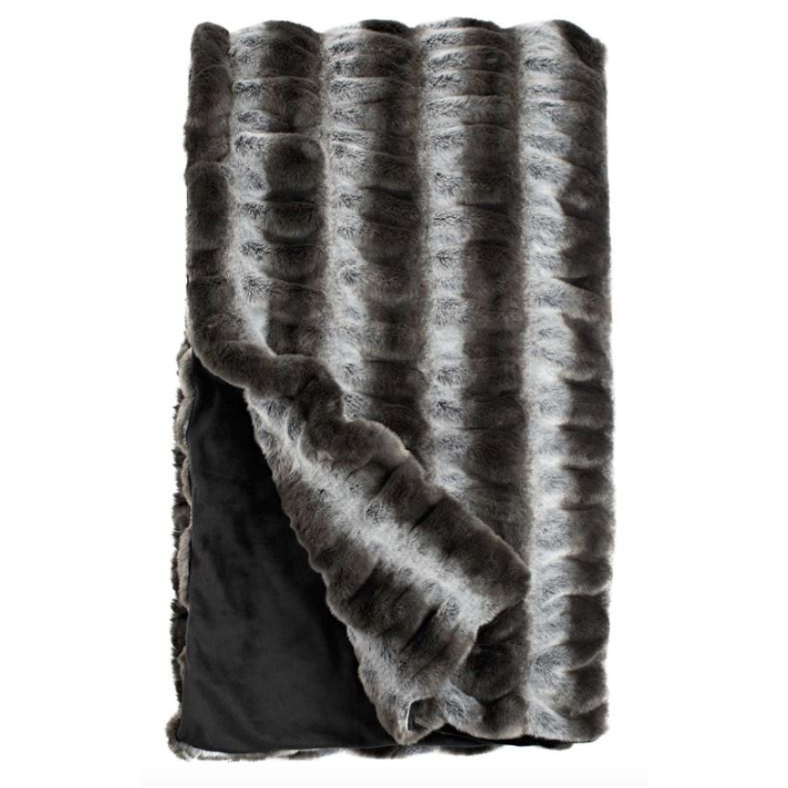 Grey Chinchilla Faux Fur Throw - Image 1