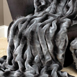 Grey Chinchilla Faux Fur Throw - Thumbnail Image 2