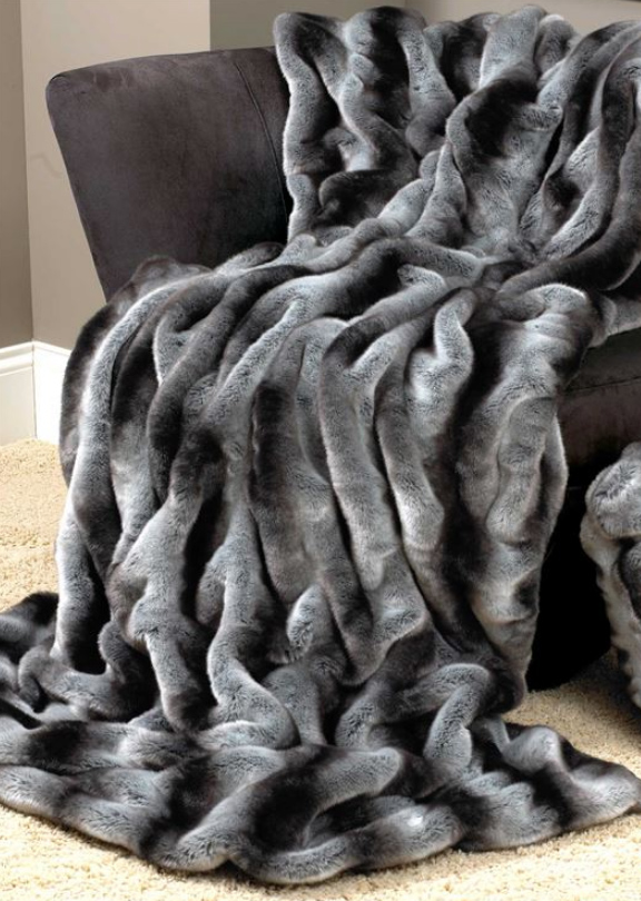 Grey Chinchilla Faux Fur Throw - Image 2
