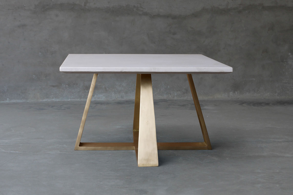 CAST BRASS and CONCRETE KNIFE COCKTAIL TABLE - Image 3
