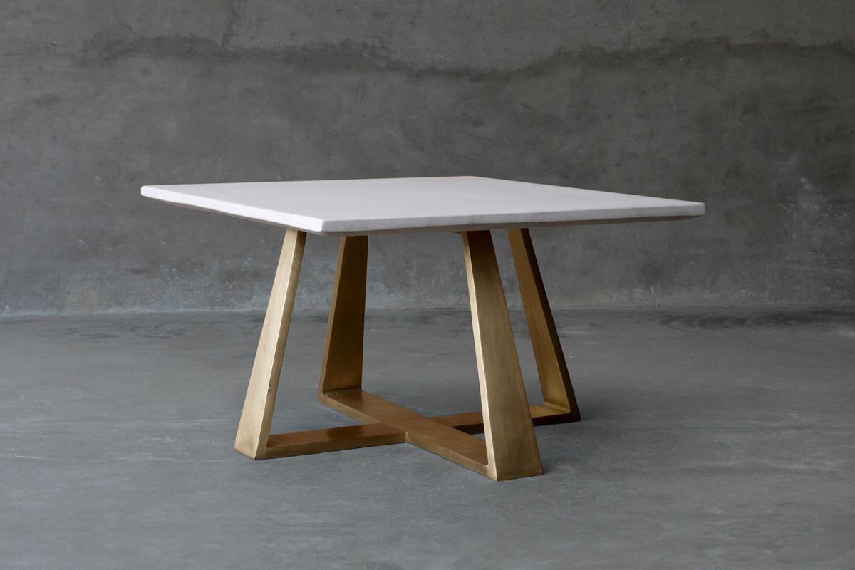 CAST BRASS and CONCRETE KNIFE COCKTAIL TABLE - Image 2