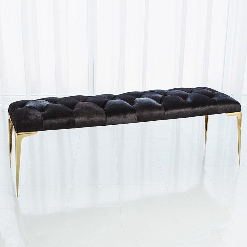 STILETTO BLACK HAIR-ON-HIDE BENCH - Image 1